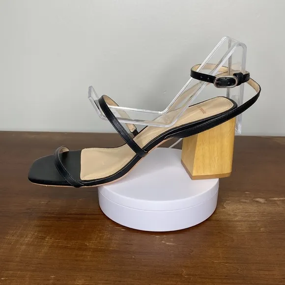 Black Suede Studio Black Leather Strappy Verana Sandals  New Size 38 (7.5)