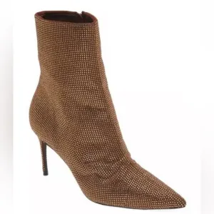 BLACK SUEDE STUDIODahlia Crystal Embellished Pointed Toe Boot in Mocha - Size 7