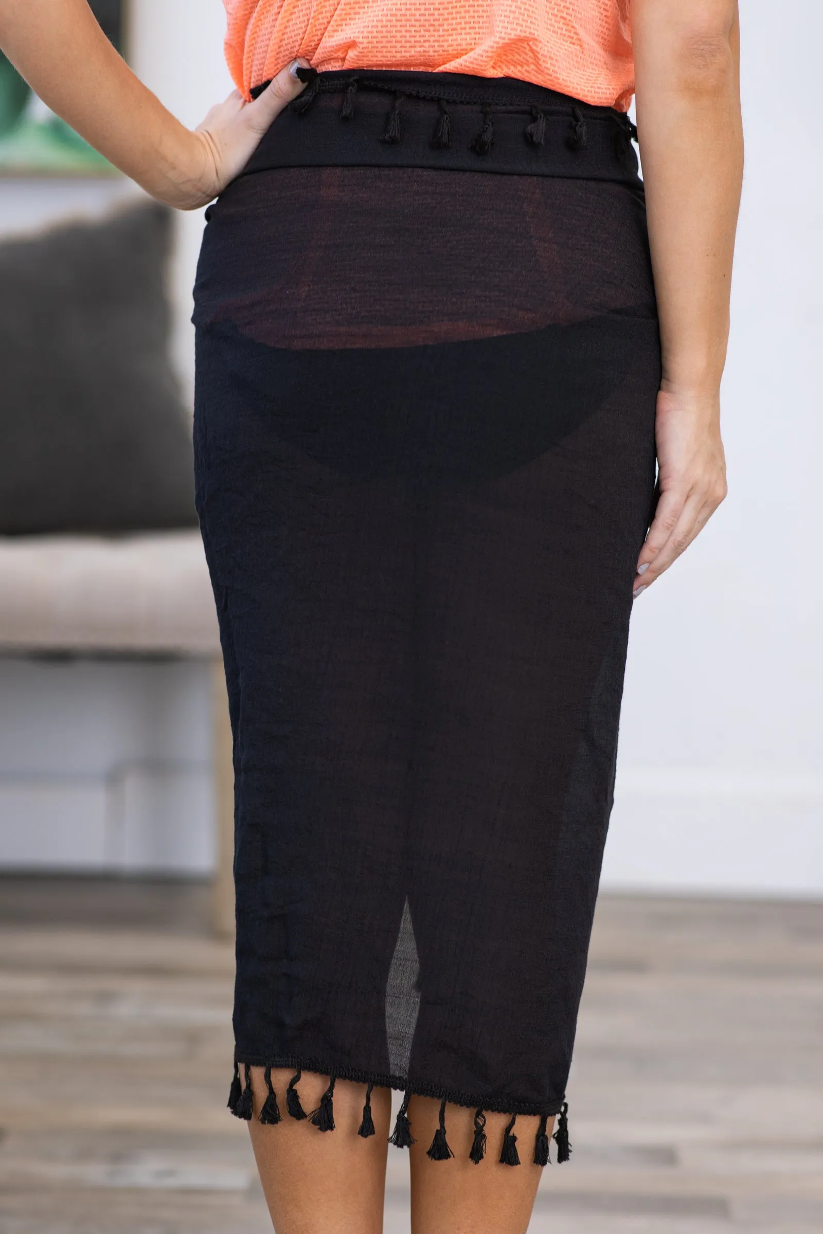 Black Tassel Cover Up