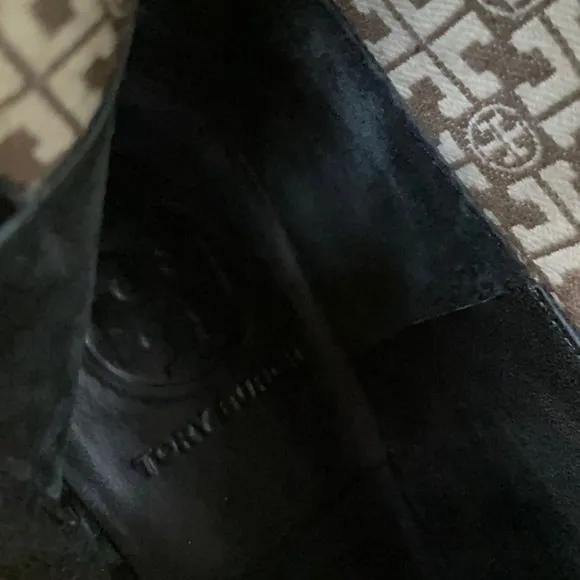 Black/brown Tory Burch leather riding boots