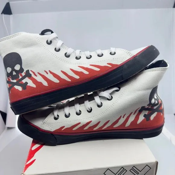 Blanx Mens Blanx Erre Fire Canvas Sneakers High Top White/Black Size 9.5 187155