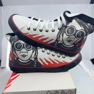 Blanx Mens Blanx Erre Fire Canvas Sneakers High Top White/Black Size 9.5 187155