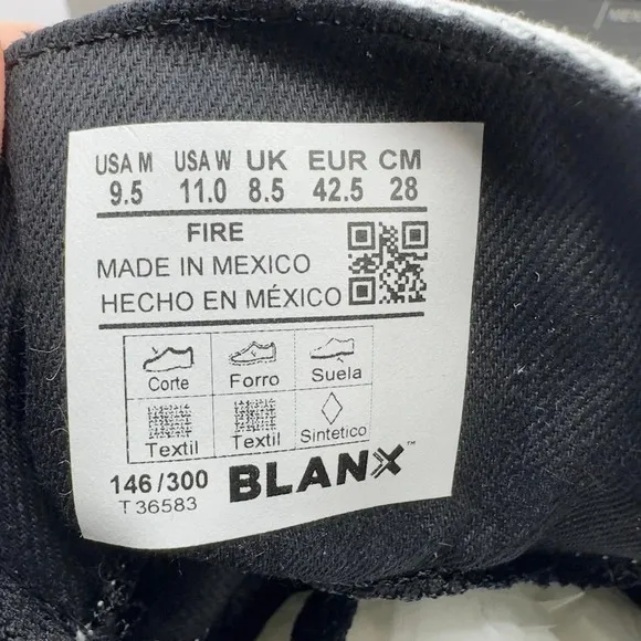 Blanx Mens Blanx Erre Fire Canvas Sneakers High Top White/Black Size 9.5 187155