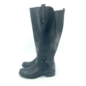 Blondo Boots Venise Riding Boot Black Leather Stretch Back Calf SZ 6 New