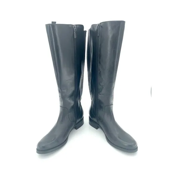 Blondo Boots Venise Riding Boot Black Leather Stretch Back Calf SZ 6 New