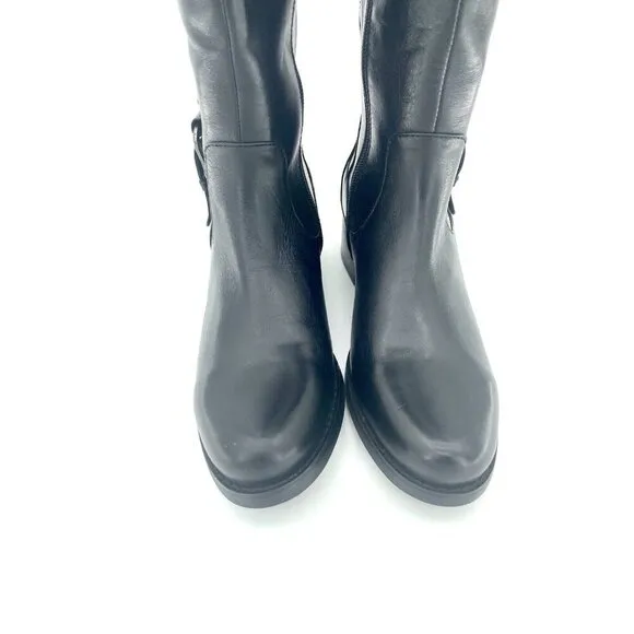 Blondo Boots Venise Riding Boot Black Leather Stretch Back Calf SZ 6 New