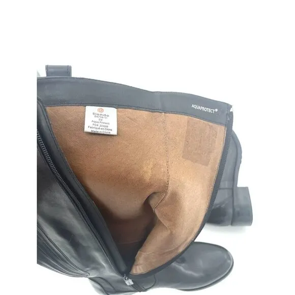 Blondo Boots Venise Riding Boot Black Leather Stretch Back Calf SZ 6 New