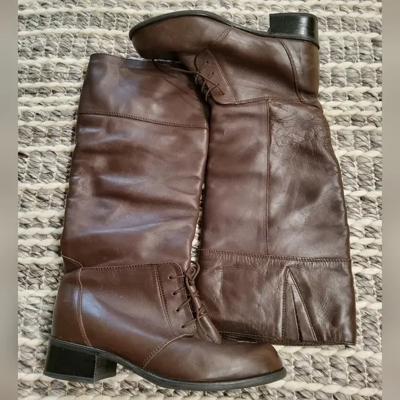 Blondo Brown Leather Lace-Up Riding Boots Size 8,5