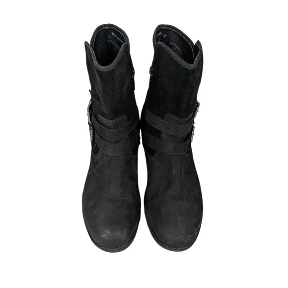 Blondo Tula Boots 9.5 Black Leather Water Resistant Buckles Biker Moto Shoes