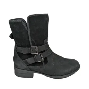 Blondo Tula Boots 9.5 Black Leather Water Resistant Buckles Biker Moto Shoes