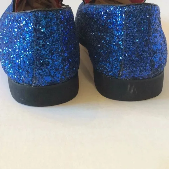 Blue Glitter Loafers Gold Tassels Size US8 Euro41