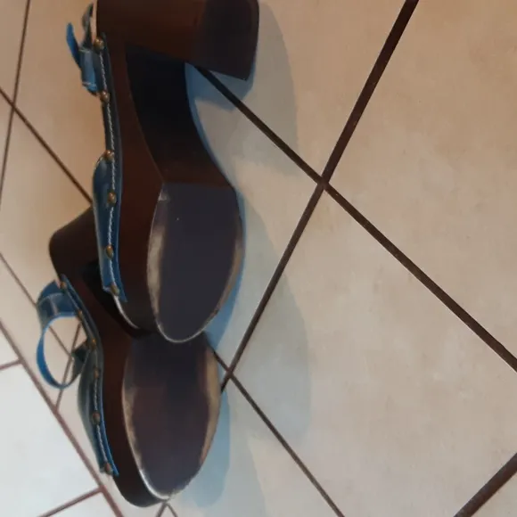 Blue Leather Women's Sandals