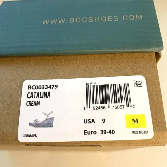 BOC by Born Catalina Wedge Sandals Strappy Platforms Cream Size 9 NEW