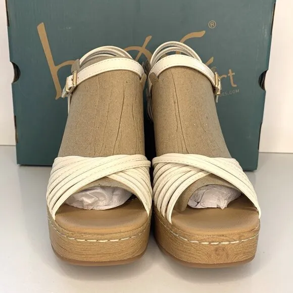 BOC by Born Catalina Wedge Sandals Strappy Platforms Cream Size 9 NEW