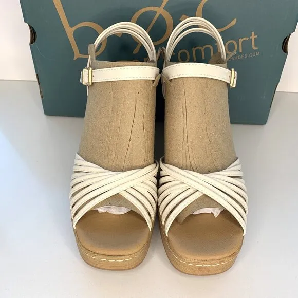 BOC by Born Catalina Wedge Sandals Strappy Platforms Cream Size 9 NEW