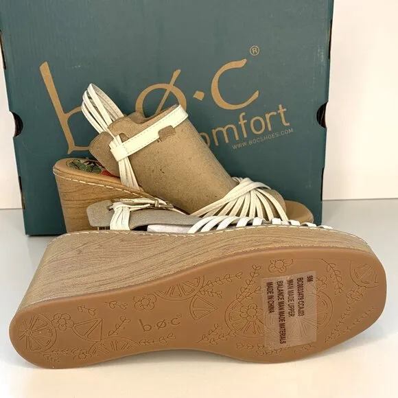 BOC by Born Catalina Wedge Sandals Strappy Platforms Cream Size 9 NEW