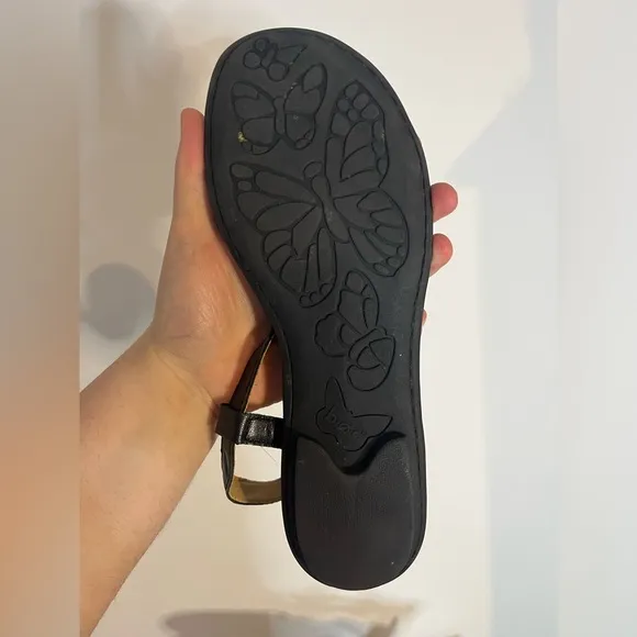 Boc Slingback Women's Black Leather OpenToe Florette Flat Strappy Sandals Sz 9