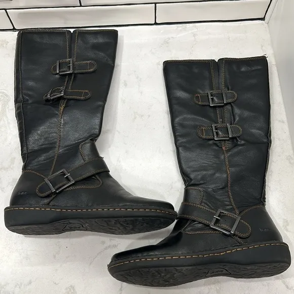 B.O.C. Virginia Tall Wide Calf Riding Boots Size 10M Brown Buckles