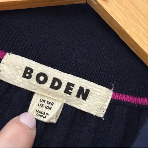 Boden Rachel Knit Midi Dress Navy Blue