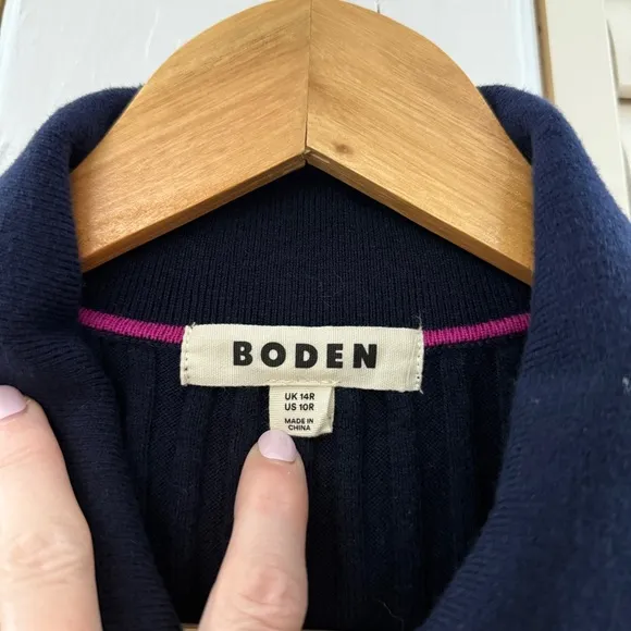 Boden Rachel Knit Midi Dress Navy Blue