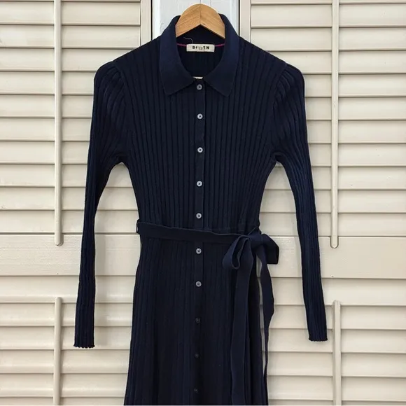 Boden Rachel Knit Midi Dress Navy Blue