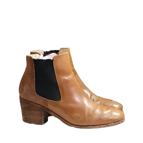 Boden Vintage Leather/Suede Elastic Ankle Boots Stretch Pull On Booties Size 9.5