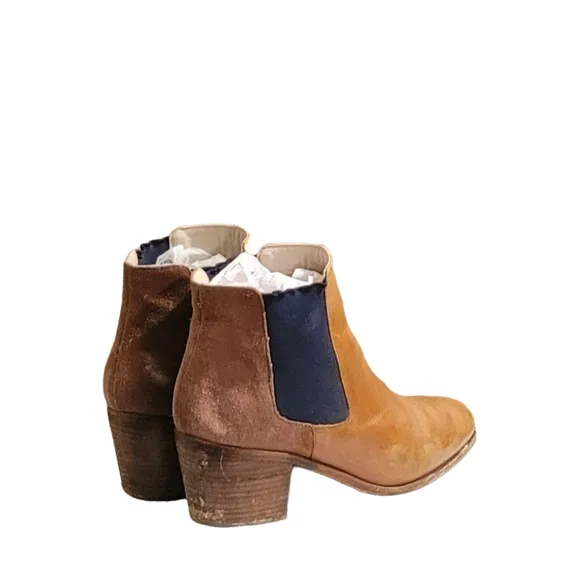 Boden Vintage Leather/Suede Elastic Ankle Boots Stretch Pull On Booties Size 9.5