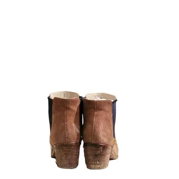Boden Vintage Leather/Suede Elastic Ankle Boots Stretch Pull On Booties Size 9.5