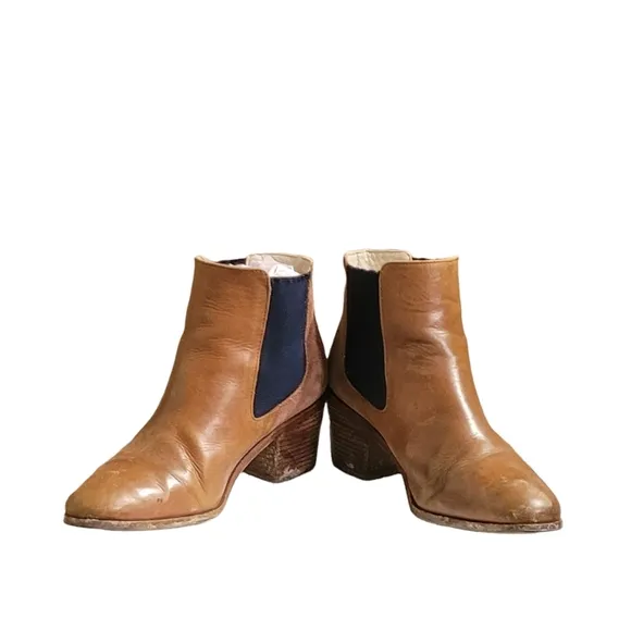 Boden Vintage Leather/Suede Elastic Ankle Boots Stretch Pull On Booties Size 9.5