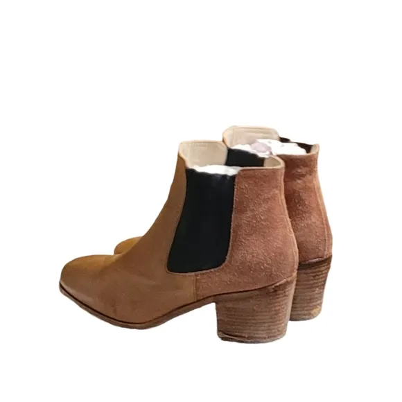 Boden Vintage Leather/Suede Elastic Ankle Boots Stretch Pull On Booties Size 9.5