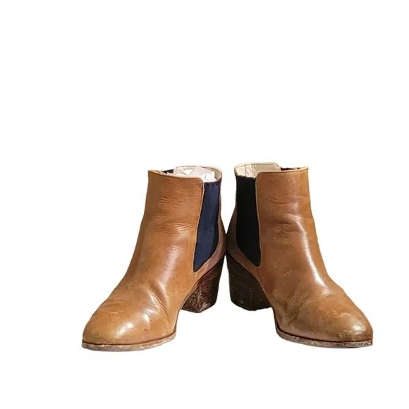 Boden Vintage Leather/Suede Elastic Ankle Boots Stretch Pull On Booties Size 9.5