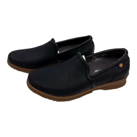Bogs Black Sweet Pea Waterproof Slip On Rain Shoes Loafers 6 Women's