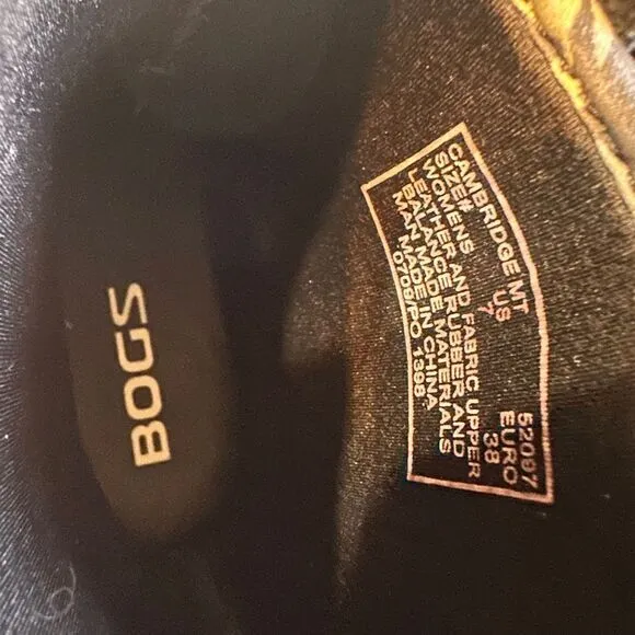 BOGS Waterproof Breathable Black Ankle‎ Rain Boots Floral Lining Leather