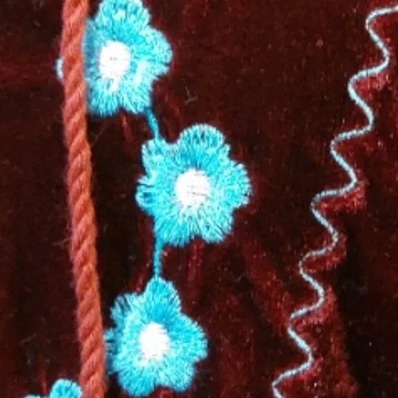 💋BOHO CHIC💋 Vintage Johnny Was Burgundy Velvet Embroidered Tunic Dress