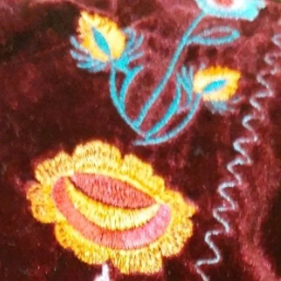 💋BOHO CHIC💋 Vintage Johnny Was Burgundy Velvet Embroidered Tunic Dress