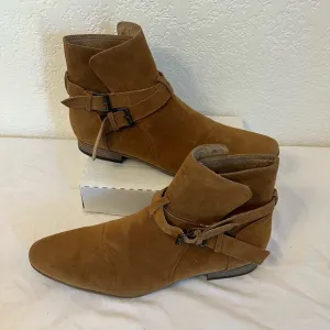 Boohoo MAN Mens Size 9 Brown Faux Suede Chelsea Casual Boots Buckle MZZ17745-166