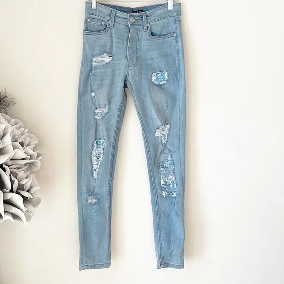 BOOHOO MAN Super Skinny Bandana Rip &amp; Repair Jeans 28