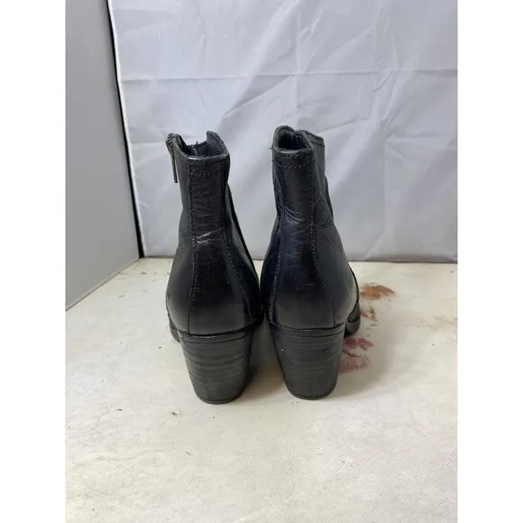 Born Ankle Boots Booties Womens 8M Black Leather Western Zipper Anny