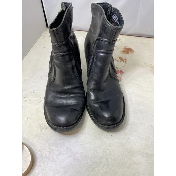 Born Ankle Boots Booties Womens 8M Black Leather Western Zipper Anny