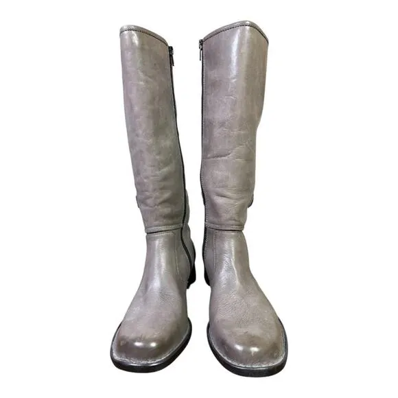 Born Atilla Knee High Riding Boot Gray Leather Women size 7.5