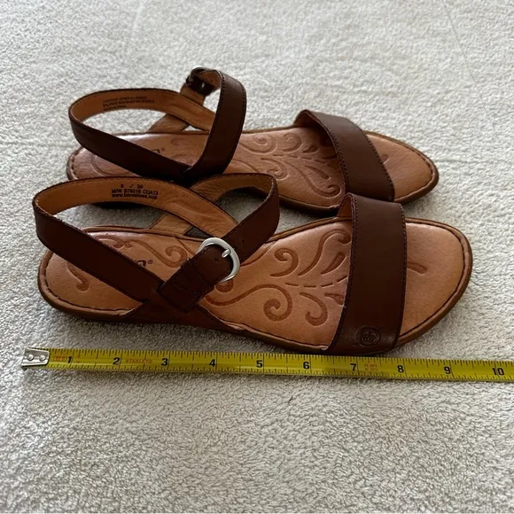 Born Brown Leather Comfort Buckle Strap Sandals 8