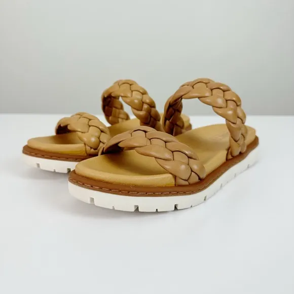 Born Freesia Braided Tan Leather Sandals Size 8 Like New!