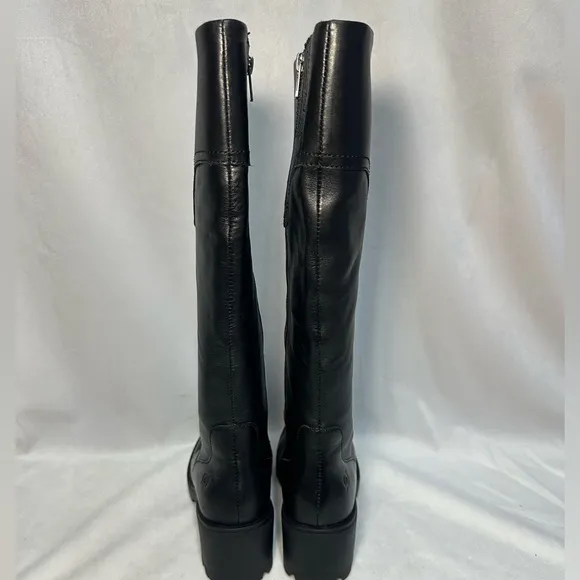 BORN Gabriella Black Leather URBAN Riding Boots Lug Sole Size 6