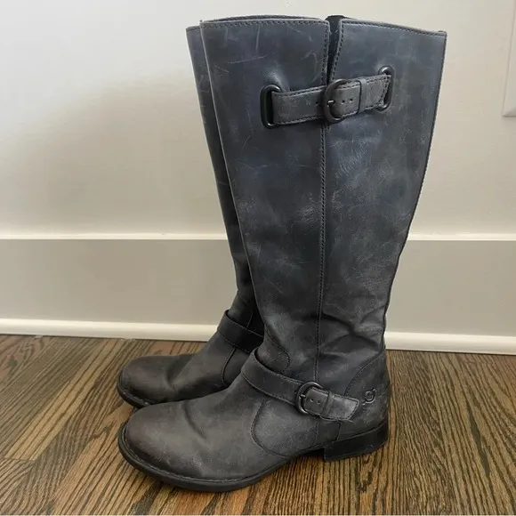 Born gray leather knee high riding boots size 6