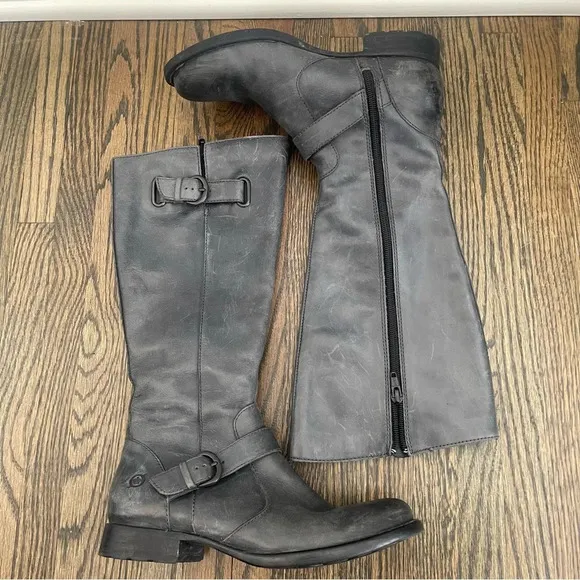 Born gray leather knee high riding boots size 6