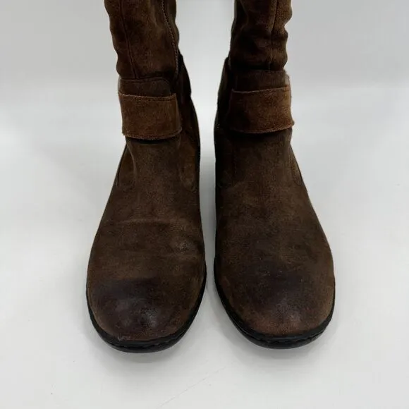 BORN Kylli Distressed Brown Suede Leather Riding Boots Size 9.5