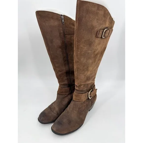 BORN Kylli Distressed Brown Suede Leather Riding Boots Size 9.5