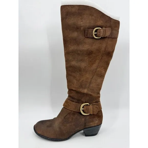 BORN Kylli Distressed Brown Suede Leather Riding Boots Size 9.5