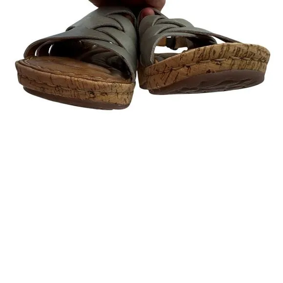 Born Laila Leather Strappy Wedge Cork Comfort Sandals Women's Size 6