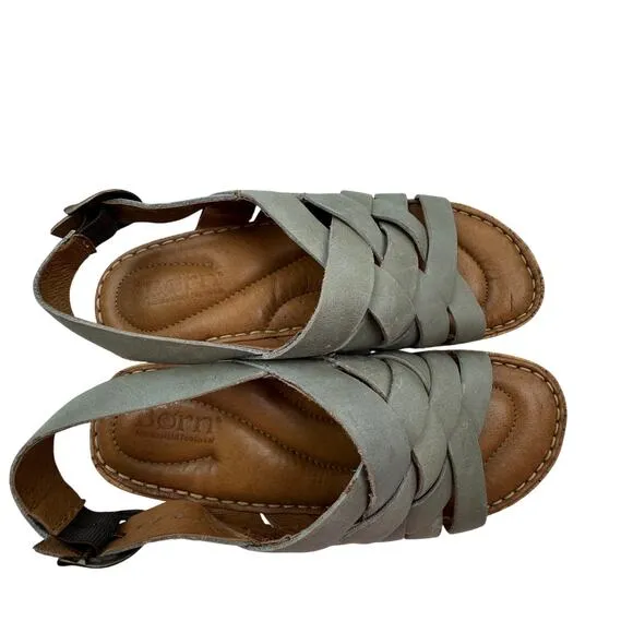 Born Laila Leather Strappy Wedge Cork Comfort Sandals Women's Size 6